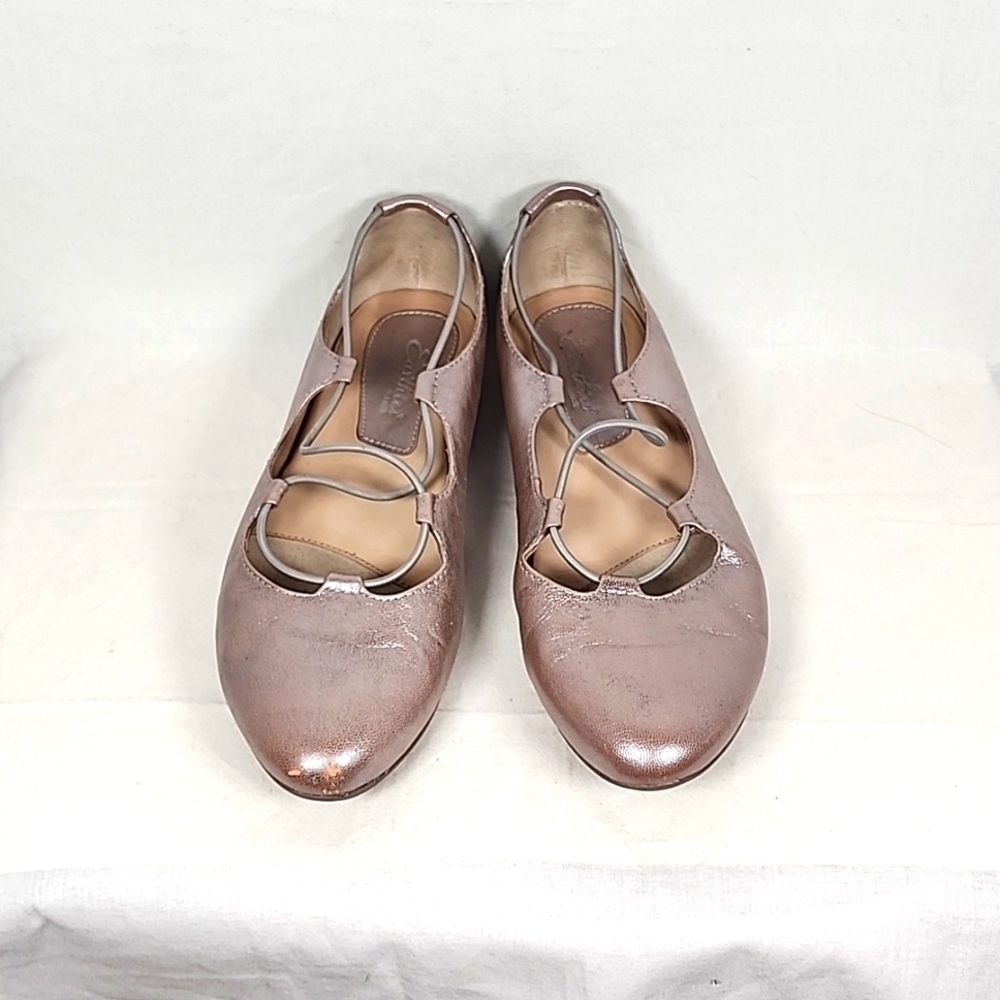 Earth Metallic Rose Pink Leather Mary Jane Flats